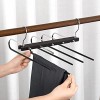 Wetheny Pants Hangers Space Saving 2 Pack-Wooden Hangers for Pants Scarf Jeans Skirt- Multifunctional Pants Rack for Closet Organizers and Storage