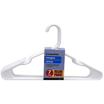ESSENTIALS White Plastic Adult-Sized Hangers 7 Hangers Per Package
