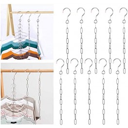 10 Pack Closet Organizer Clothes Hangers Space Saving for Dorm Room Closet Organizers and Storage Metal Hanger Organizers Bulk Magic Hanger Chains for College Essentials Girls Bedroom Organization