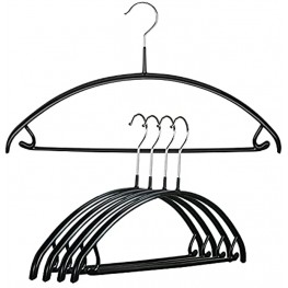 MAWA by Reston Lloyd Model 42 U Euro Non-Slip Space-Saving Clothing Hanger with Bar& Hooks for Skirs Pack of 5 Black 5 Count