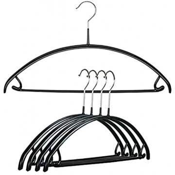 MAWA by Reston Lloyd Model 42 U Euro Non-Slip Space-Saving Clothing Hanger with Bar& Hooks for Skirs Pack of 5 Black 5 Count