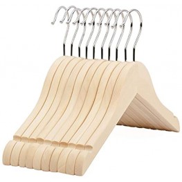Premium Children Kids Baby Toddler Solid Unfinished Natural Wood Coat Dress Hangers Wooden Clothes Hangers- 360° Stronger Swivel Hook- Smoothly Cut Notches-10 Pack- Natural Color LM02KN
