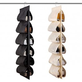 JIAMI HOME Closet Shoe Rack for Closet 2 Pack Hanging Shoe Organizer Hold 12 Pairs Shoe Bag