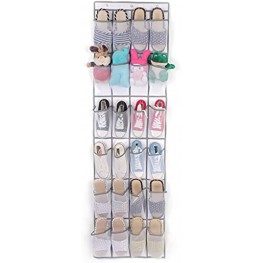 Over The Door Shoe Organizer 24 Large Mesh Pockets Hanging Shoe Hanger Holder for Closet65'' x 19'' white