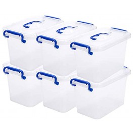 Clear Storage Latch Box 4.5 Quart Plastic Storage Bin with Locking Lids and Handle 6-Pack