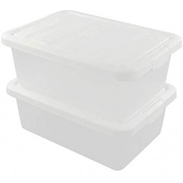 Hespapa 14 Quart Plastic Storage Bin Clear Latching Boxes with White Lid 2 Packs
