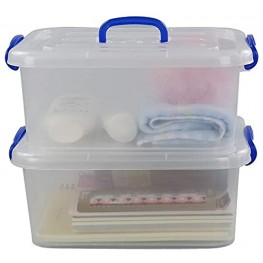 Morcte 8 Liter Clear Latching Box Plastic Storage Bin with Handle 2-Pack