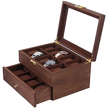 20 Slots Wooden Case Watch Display Box for Men Women Glass Top Collection Box Jewelry Storage Organizer Holder Storage Gifts 11.41“ x 8.26" x 6.10" Walnut