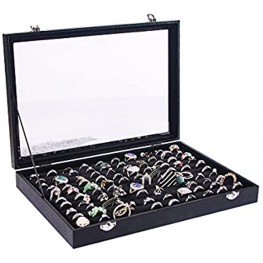 100 Slots Ring Organizer Box,Ring Storage Display Box,Ring Holder Showcase,Ring Show Tray for JewelryGlass Lid