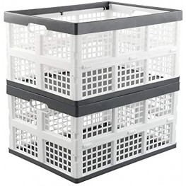 Vcansay 34 Litre Folding Plastic Storage Crates Stackable Storage Basket 2 Packs