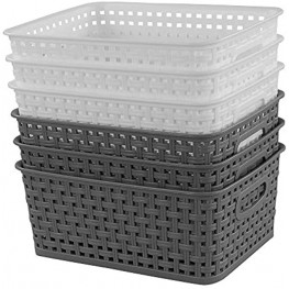Idomy 6-Pack Plastic Storage Baskets Bins Rectangle