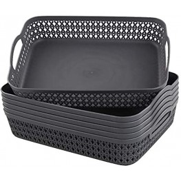 Morcte Large Plastic Storage Tray Basket Desktop Bins Organizer Grey Set of 6