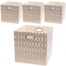 Posprica Foldable Storage Bins 13x13 Fabric Storage Cubes Basket Boxes Containers Drawers 4pcs Cream