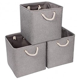 Syeeiex Foldable Cube Storage Bin Cube Organizer Storage Bins Storage Basket Fabric Bins for Storage with Handles for Nursery Home Bedroom Grey 3-Pack